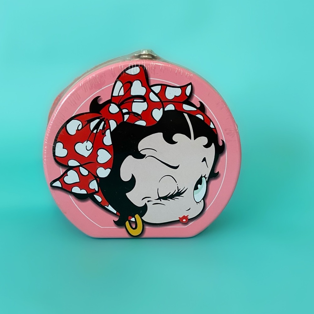 Vintage 90s Betty Boop candy tin purse deadstock sealed new pink collectors item